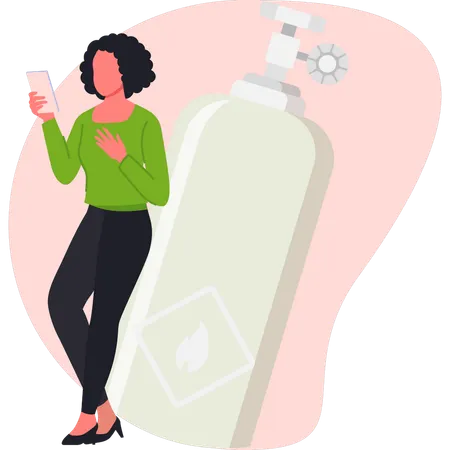 Woman  looking mobile  Illustration