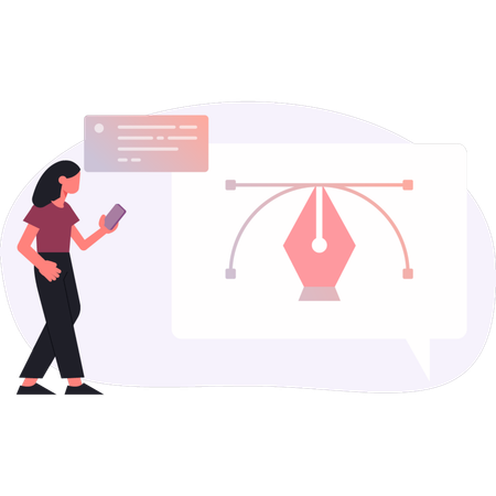 Woman  looking online education  Illustration