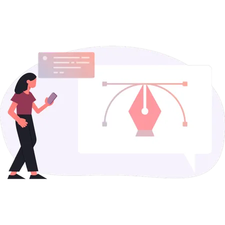Woman  looking online education  Illustration