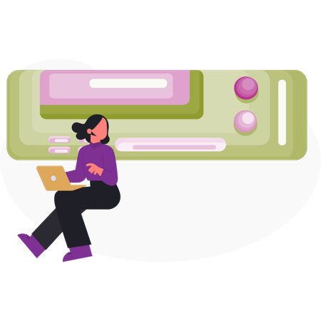 Woman  looking online game  Illustration