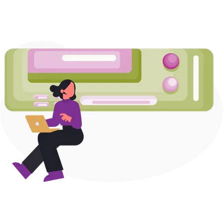 Woman  looking online game  Illustration