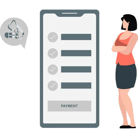 Woman looking payment list  Illustration