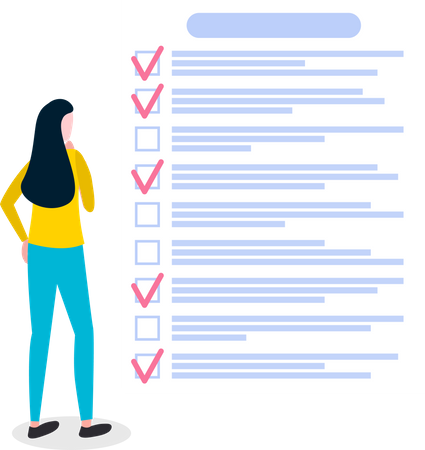 Woman looking planning schedule  Illustration