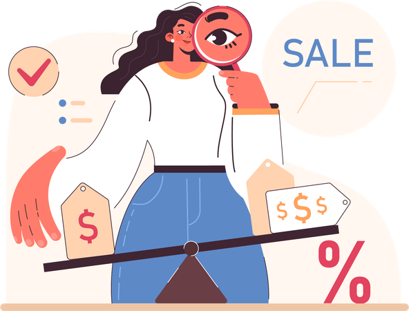 Woman looking sale  Illustration