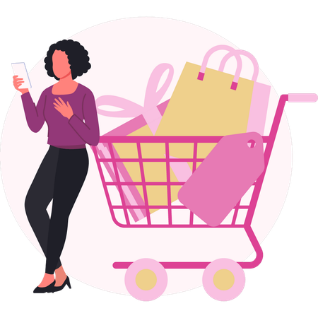 Woman looking sale offer  Illustration