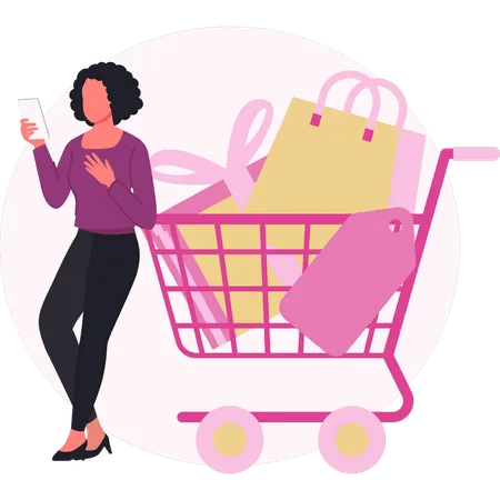 Woman looking sale offer  Illustration