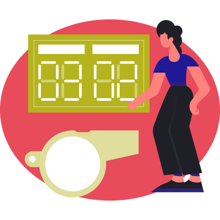 Woman looking scour board  Illustration
