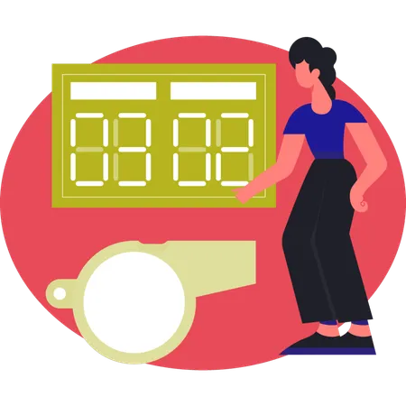 Woman looking scour board  Illustration