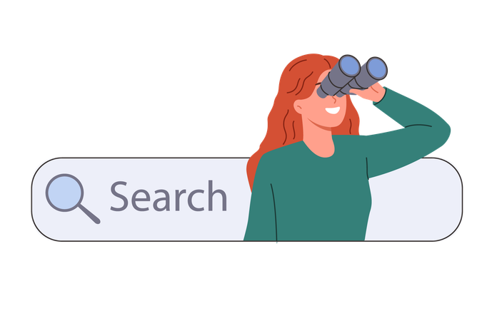 Woman looking thought binocular for search  Illustration