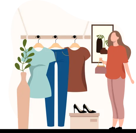 Woman looking to buy clothes  Illustration