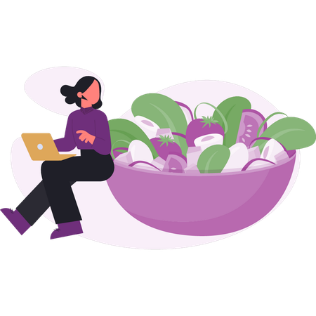 Woman  looking vegetable food  Illustration