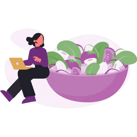 Woman  looking vegetable food  Illustration