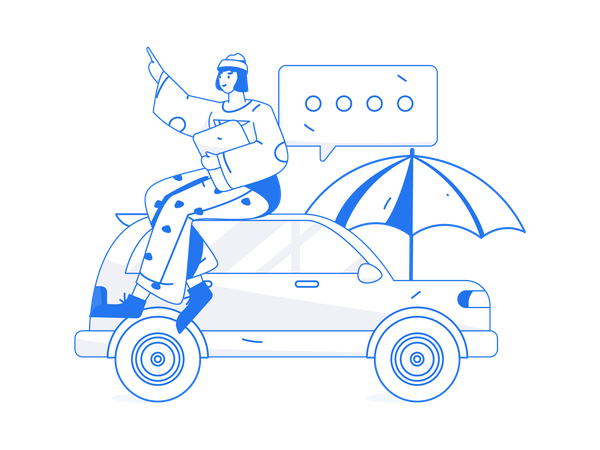 Woman looks for car agreement  Illustration