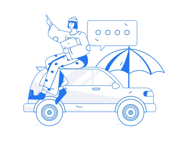 Woman looks for car agreement  Illustration
