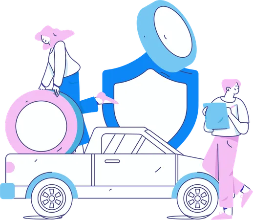 女性が車の安全性を追求  イラスト