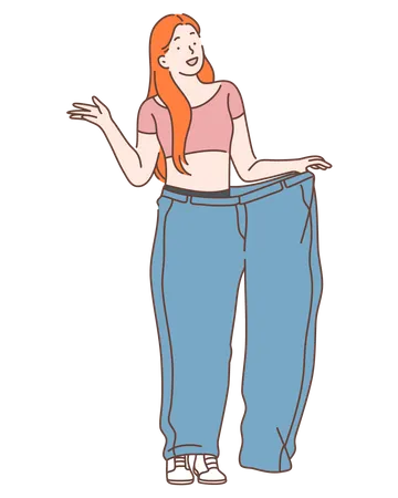 Woman lost weight after diet  Illustration