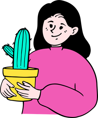 Woman Love Cactus  Illustration