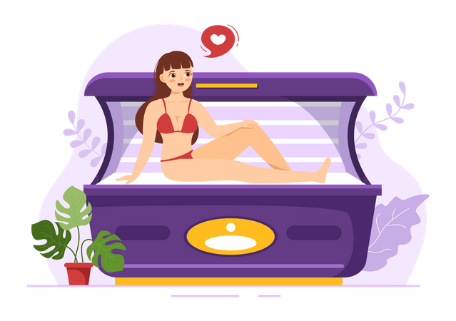 Woman love tanning procedure  Illustration