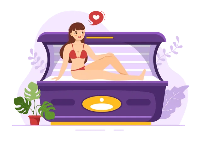 Woman love tanning procedure  Illustration