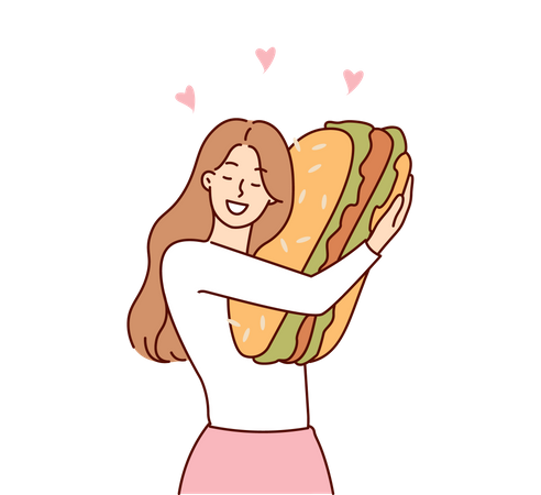 Woman loving hotdog  Illustration