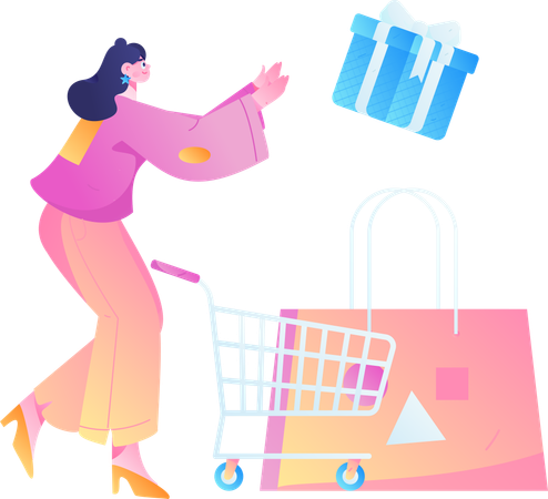 Woman loving shopping  Illustration