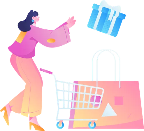 Woman loving shopping  Illustration