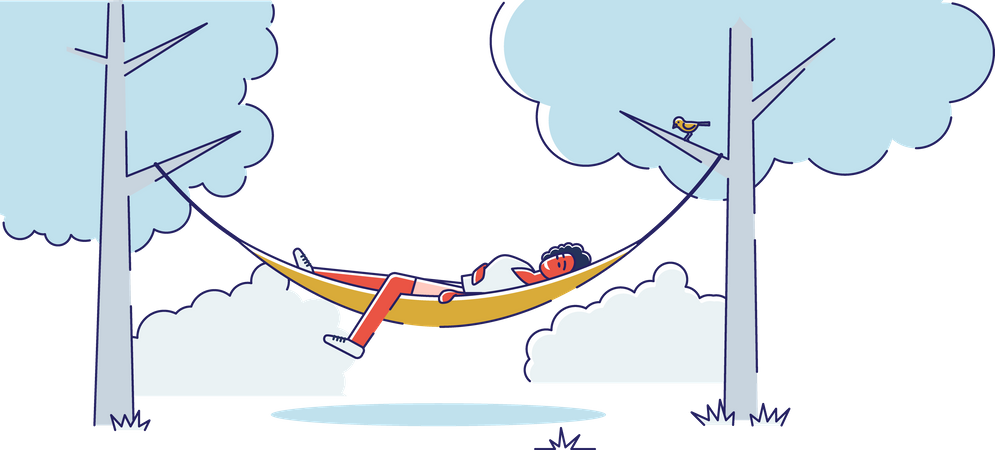 Woman lying in hammock  Illustration