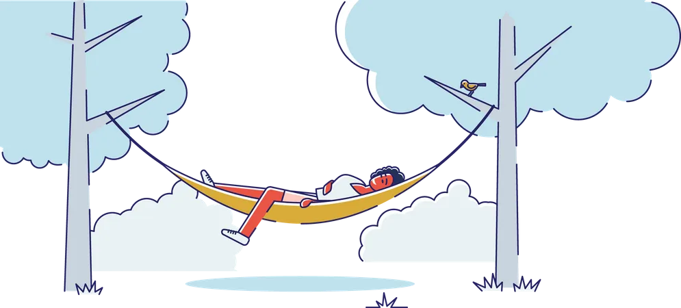 Woman lying in hammock  Illustration