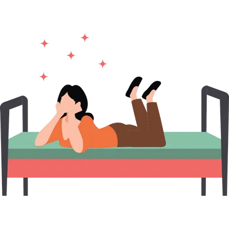 The Girl Is Lying On The Bed Illustration