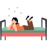 illustration lying on bed