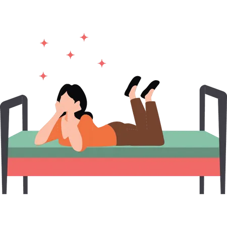 Woman lying on bed  Illustration