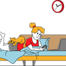 girl lying on couch illustrations free