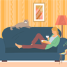 girl lying on couch illustrations