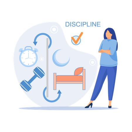 Woman maintaining disciplined life  Illustration