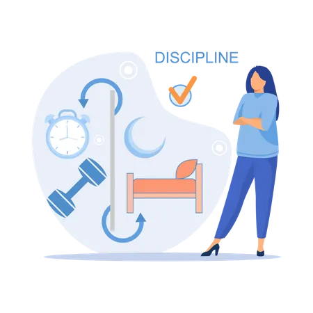 Woman maintaining disciplined life  Illustration