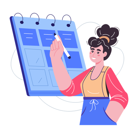 Woman maintains Scheduling strategy planning  Illustration