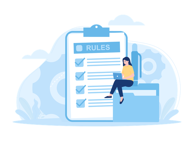 Woman makes business rules  Illustration