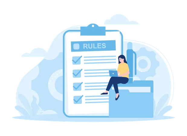 Woman makes business rules  Illustration