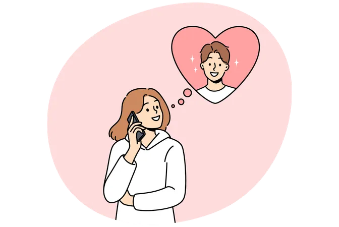 Woman makes phone call to boyfriend  Illustration