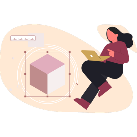 Woman making 3D shape  Illustration