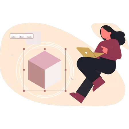 Woman making 3D shape  Illustration