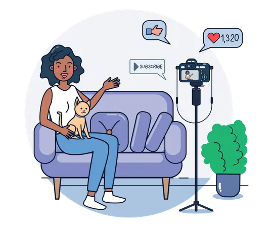 Woman making a vlog  Illustration