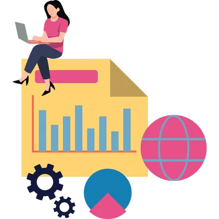 Woman making analysis report  Illustration