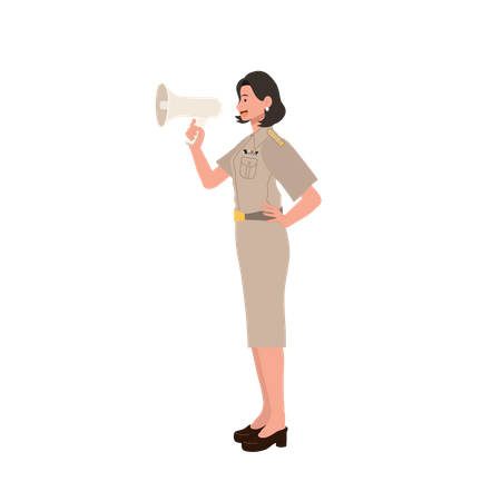 Woman making announcement  Illustration