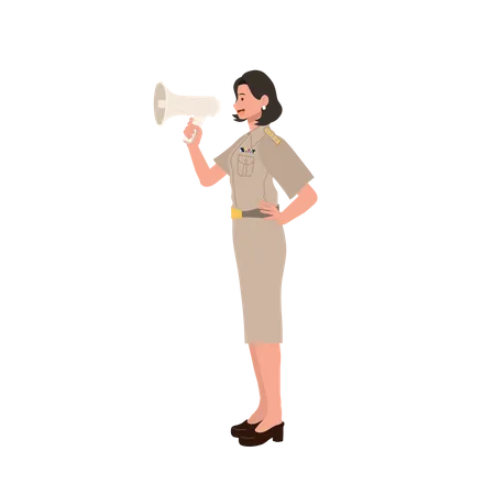 Woman making announcement  Illustration