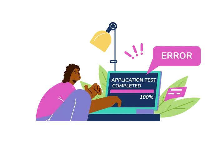 Woman making application test  Illustration
