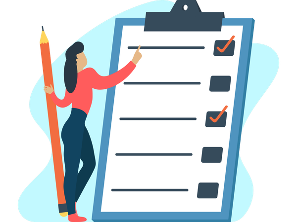 Woman making business checklist  Illustration