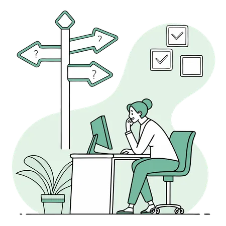 Woman making business decision  Illustration