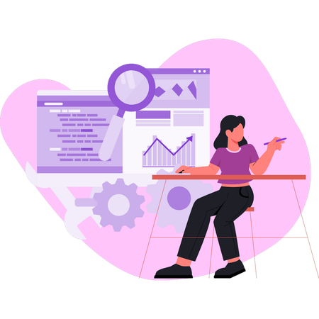 Woman making business graph  Illustration