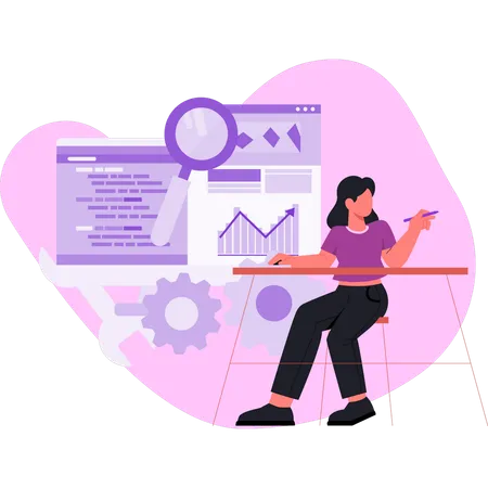 Woman making business graph  Illustration